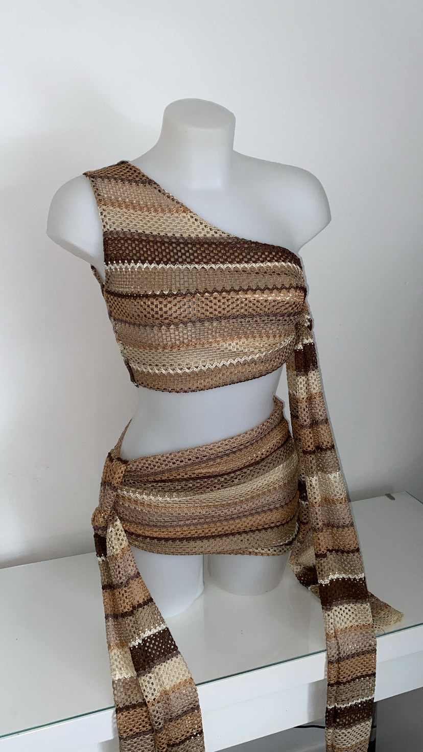 Brown Mambo Knit Co-ord with Drapes