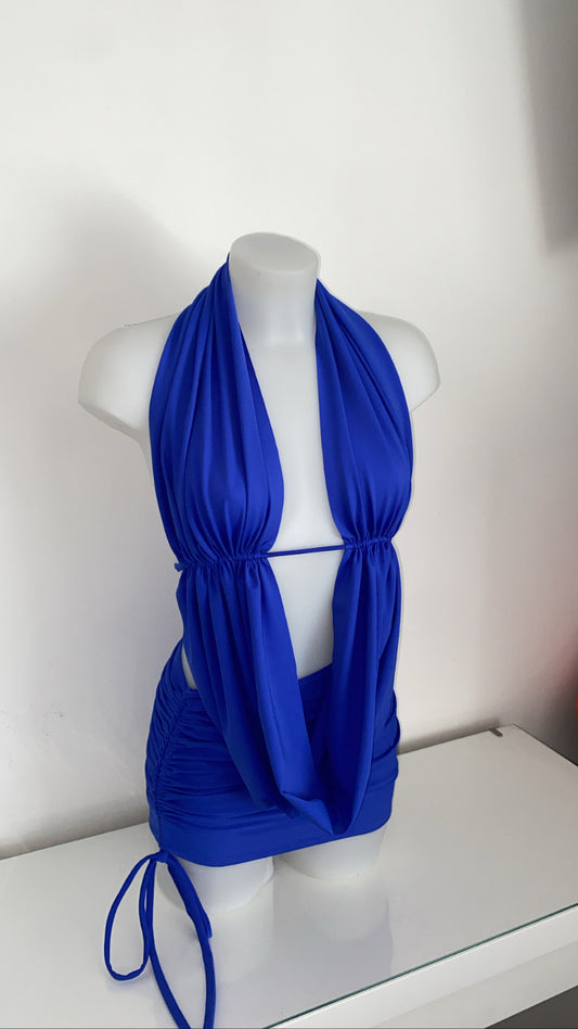 Backless Cowl Neck Co-ord - Royal Blue