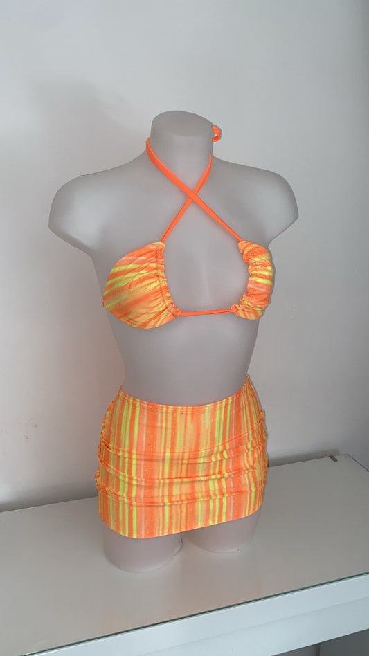 Bikini Top and Gathered Skirt - Yellow Comet