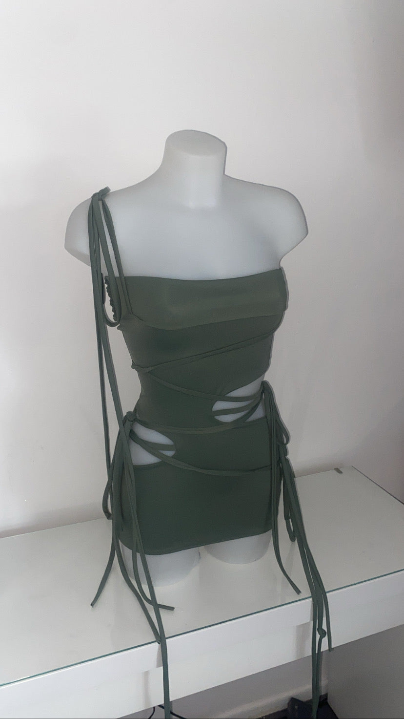 Tie Me Your Way Dress - Khaki