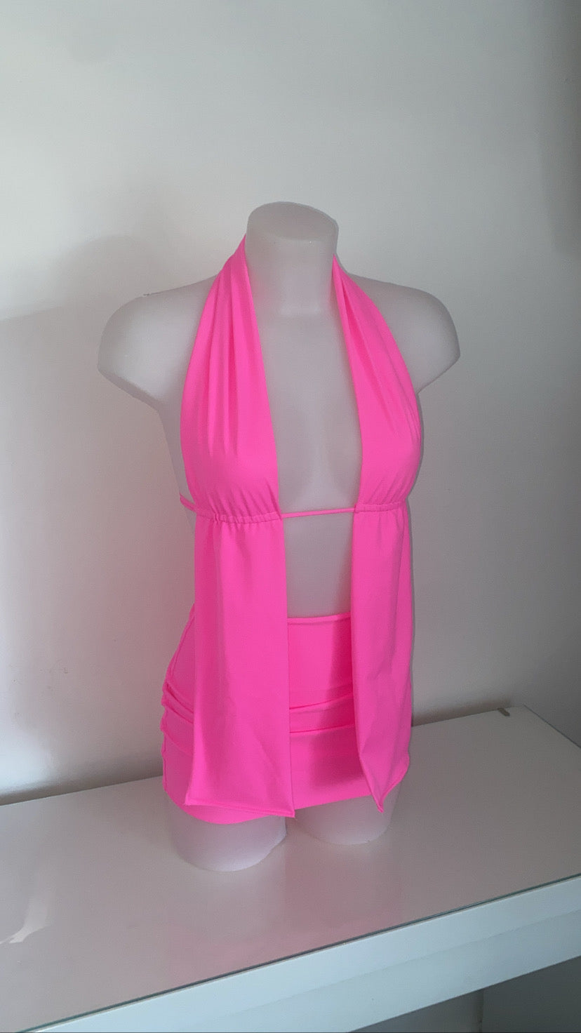 Backless Straight Top Co-ord - Barbie Pink